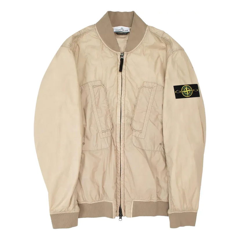 Bomber-takki Stone Island Zipped Bomber Jacket with Logo Patch Beige | 781542125-V0092