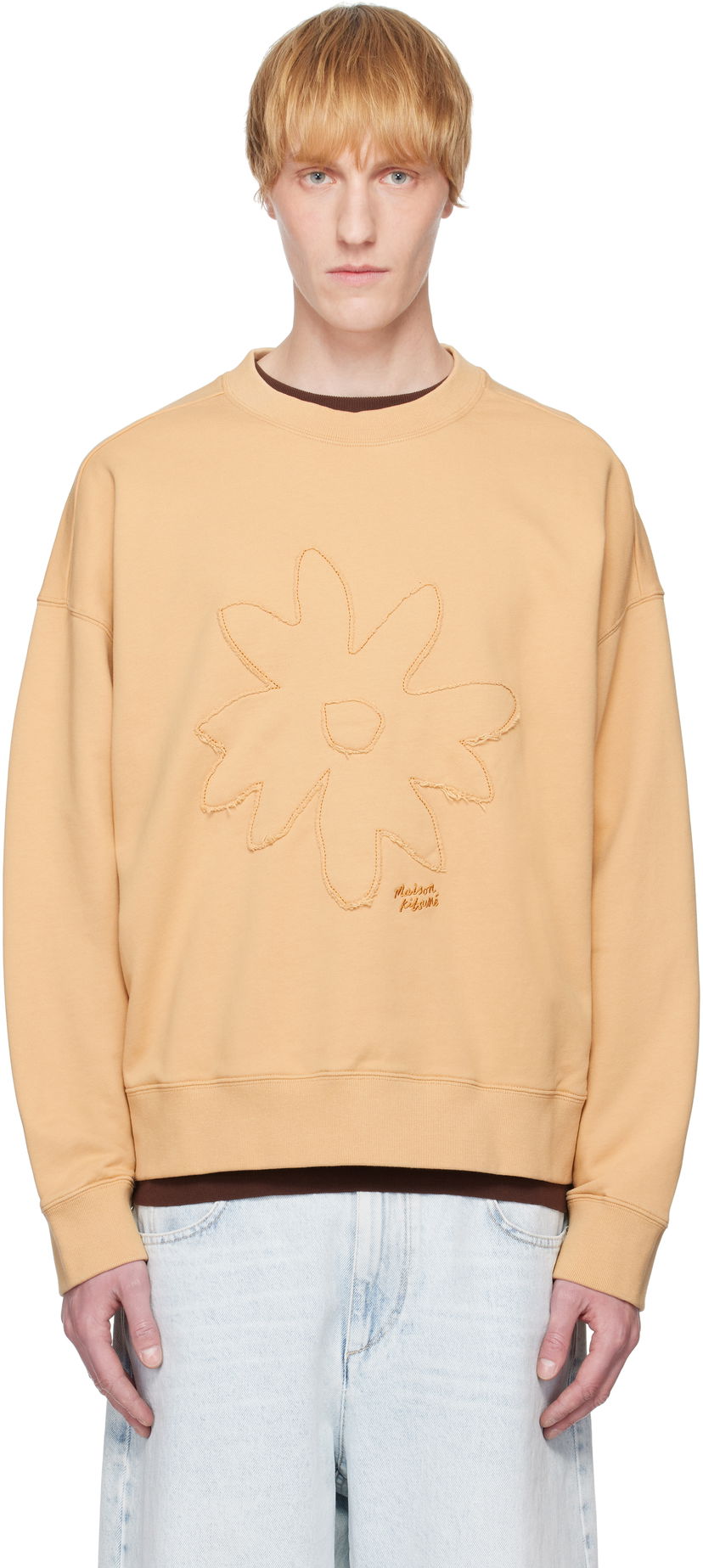 Villapaita MAISON KITSUNÉ Maison Kitsuné Crafted Daisy Oversize Sweatshirt Beige | OM00306KM0001