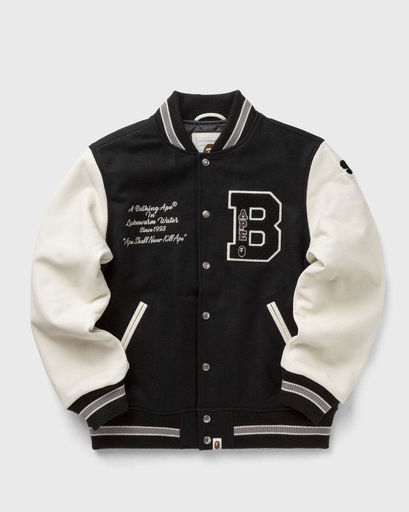 Bomber-takki BAPE Embroidery Varsity Jacket Musta | 001HJK801001MBLK