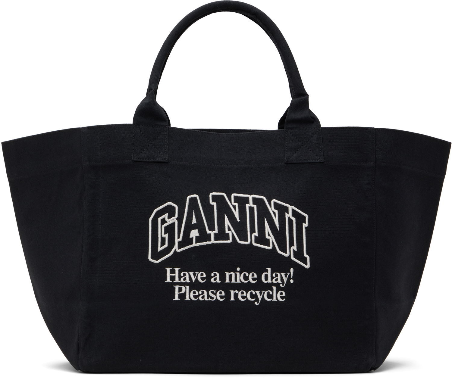 Kangaskassi GANNI GANNI Oversized Canvas Tote Bag Musta | A6680, 0