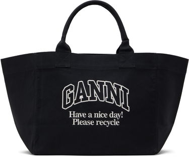 Kangaskassi GANNI GANNI Oversized Canvas Tote Bag Musta | A6680, 0