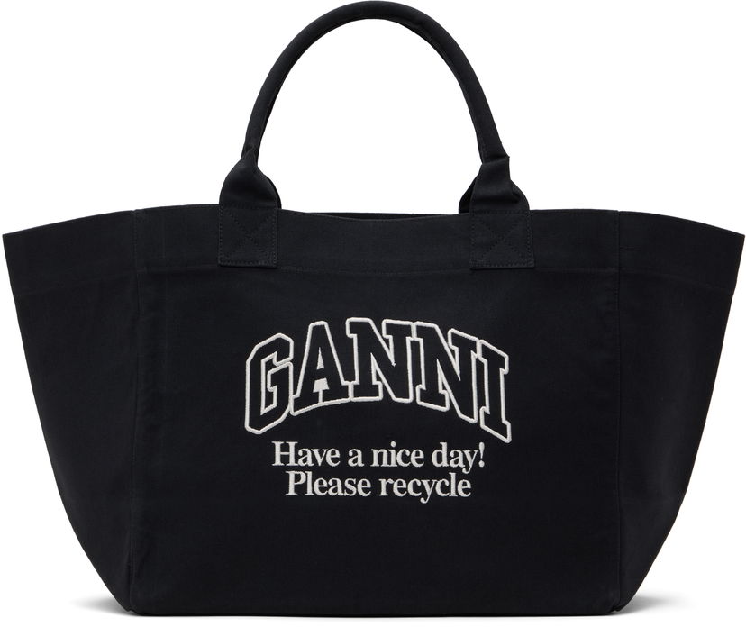 Kangaskassi GANNI GANNI Oversized Canvas Tote Bag Musta | A6680