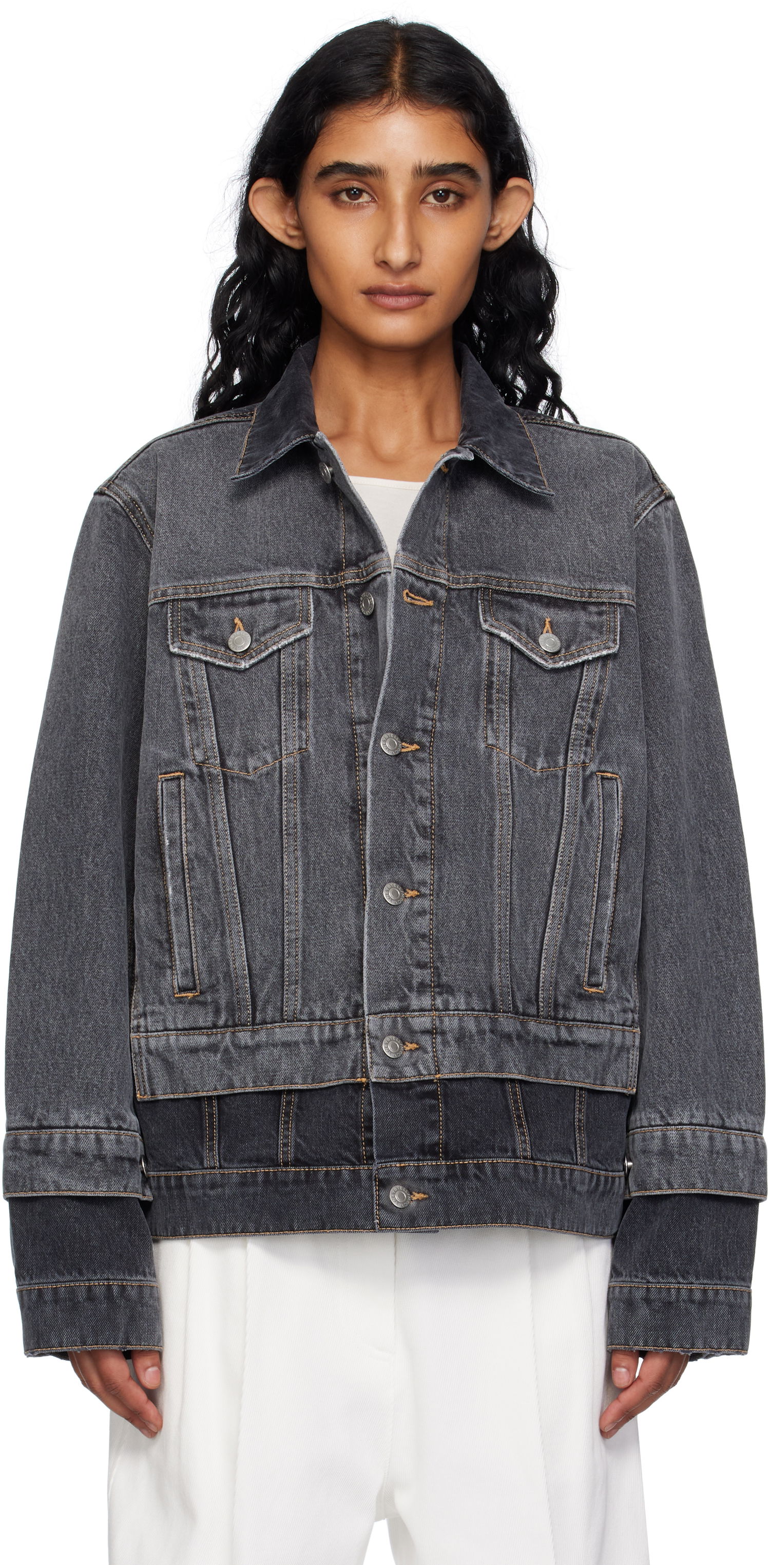 Takki Stella McCartney Stella McCartney Tonal Panelled Denim Jacket Harmaa | 6D03443SQH30, 0