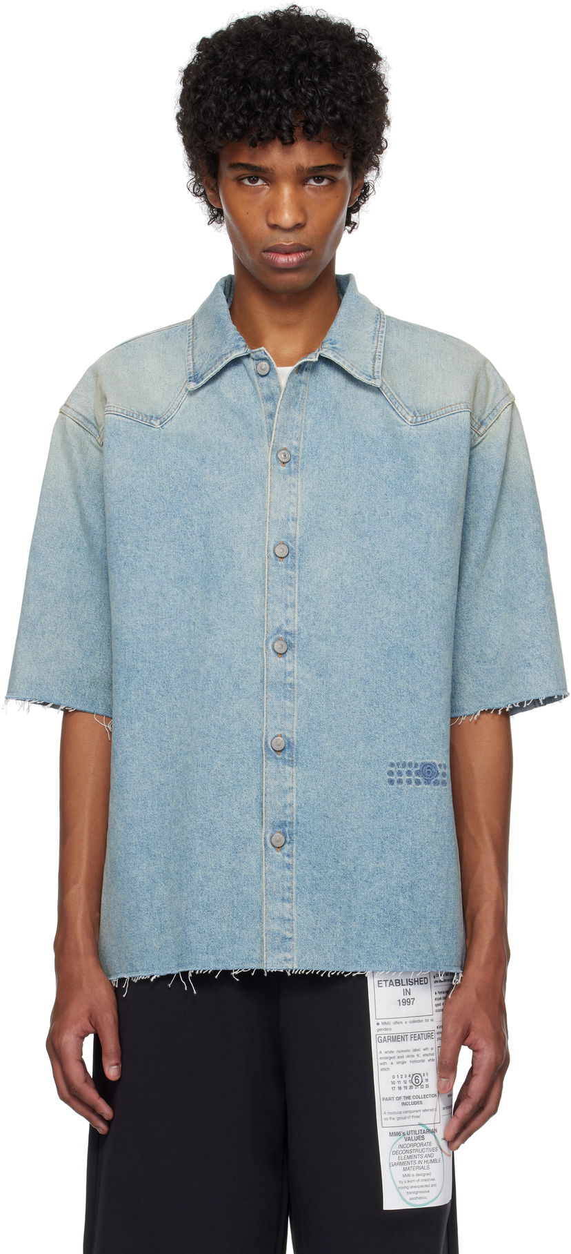 Paita Maison Margiela MM6 Maison Margiela Short Sleeve Denim Shirt Sininen | SH0DR0006 M30019