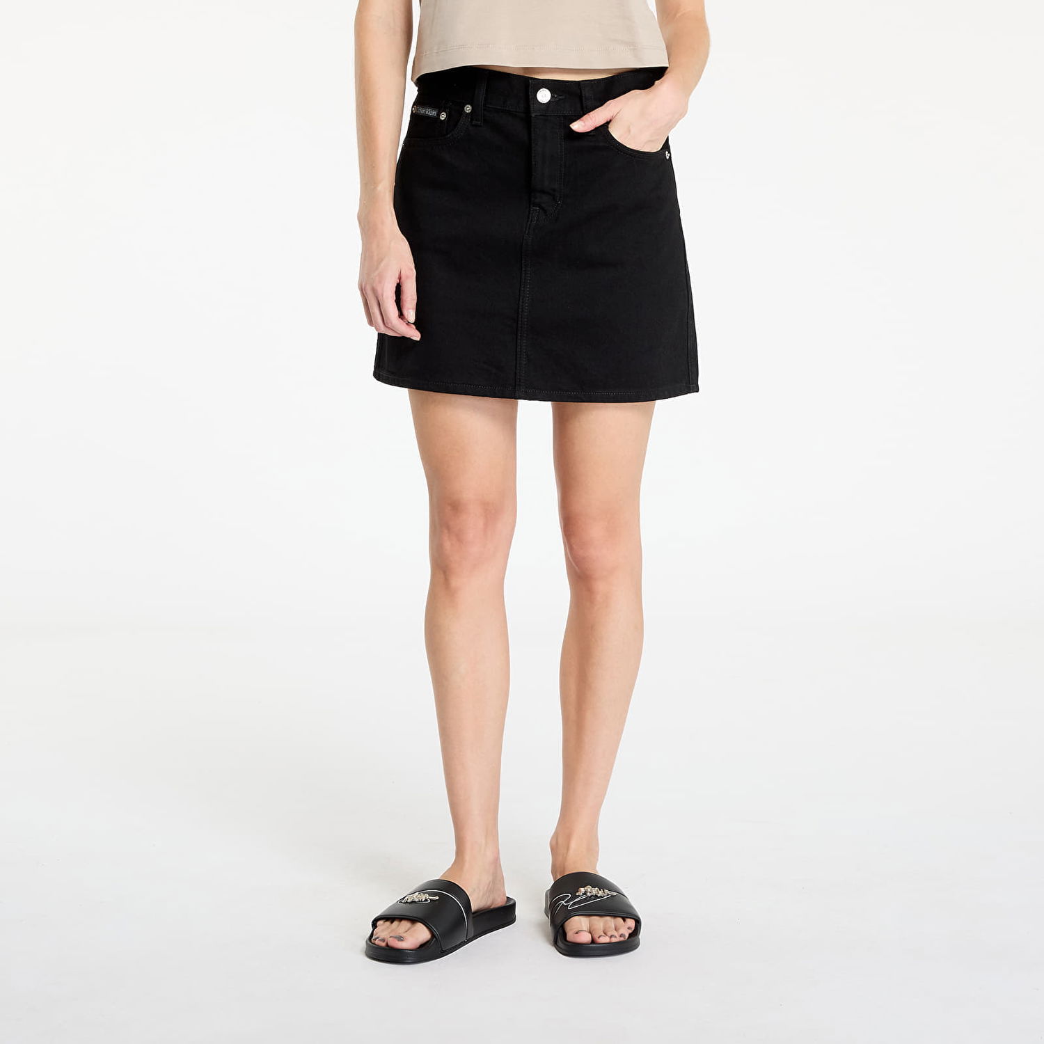 Hame CALVIN KLEIN Hero High Rise Mini Skirt Denim Classic Black Musta | 00040WL738 JW4, 0
