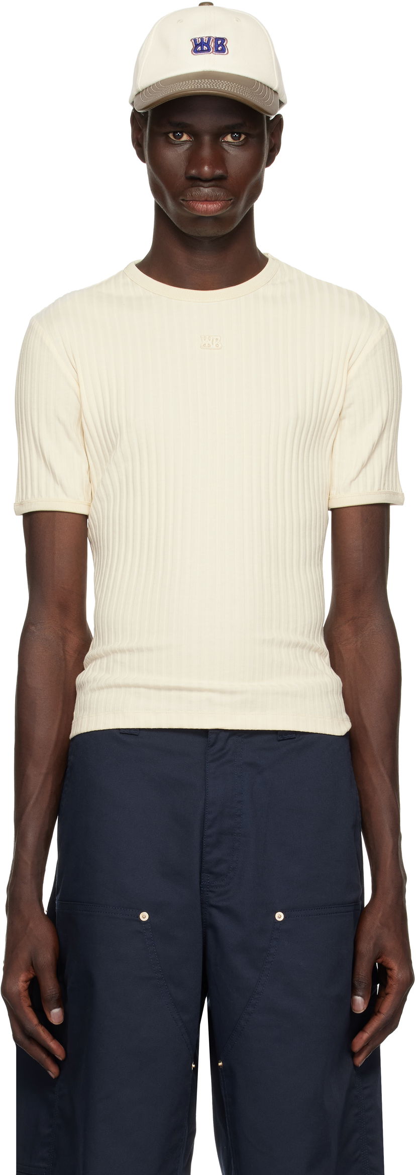 T-paita Wales Bonner Wales Bonner Movement T-Shirt Beige | WS25JE39-JE23-099 RIB JERSEY