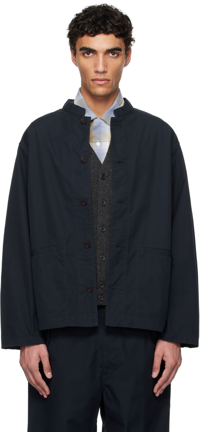 Takki NANAMICA nanamica Band Collar Shirt Jacket Tummansininen | S25SA106U
