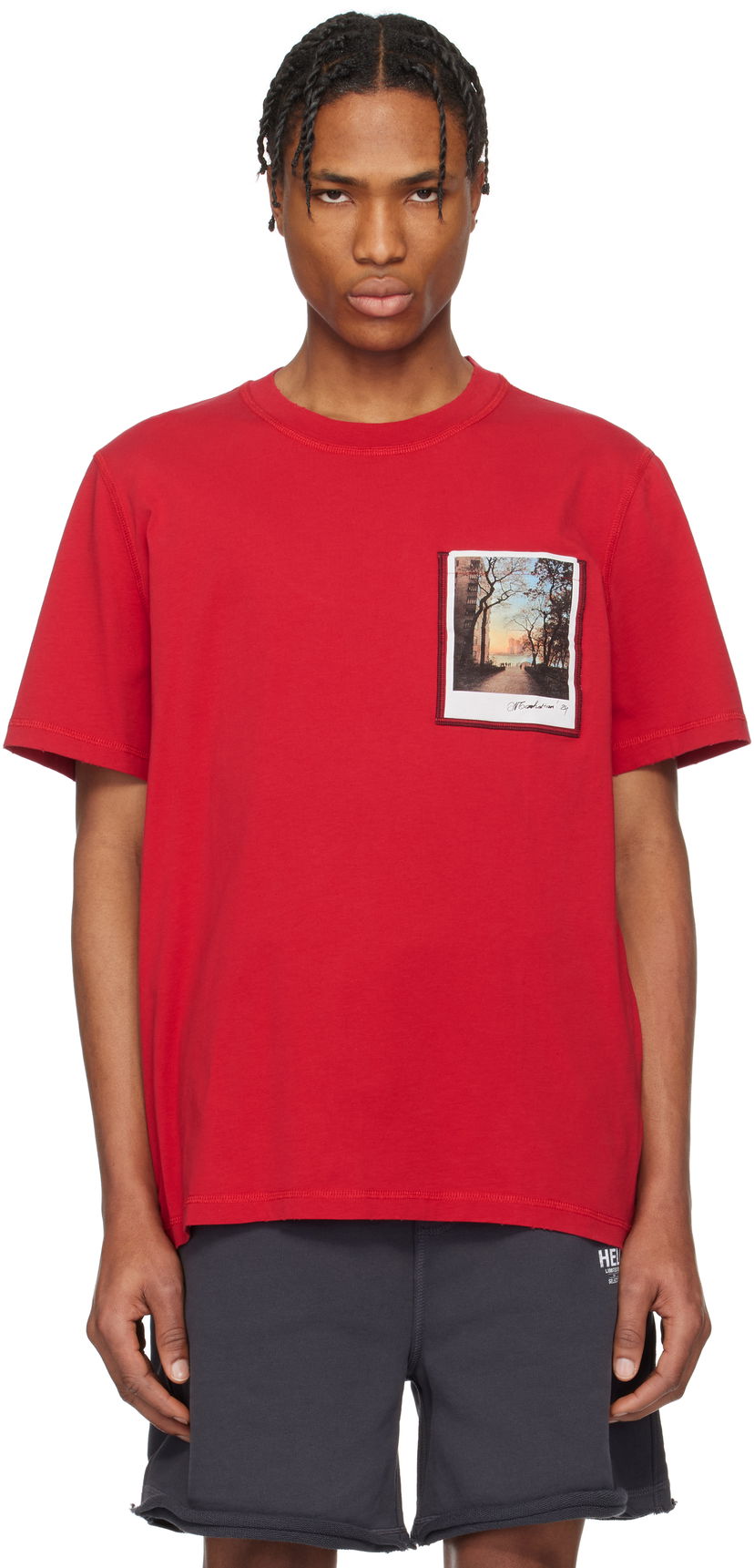 T-paita Helmut Lang Helmut Lang River Postcard T-Shirt Punainen | O10HM517