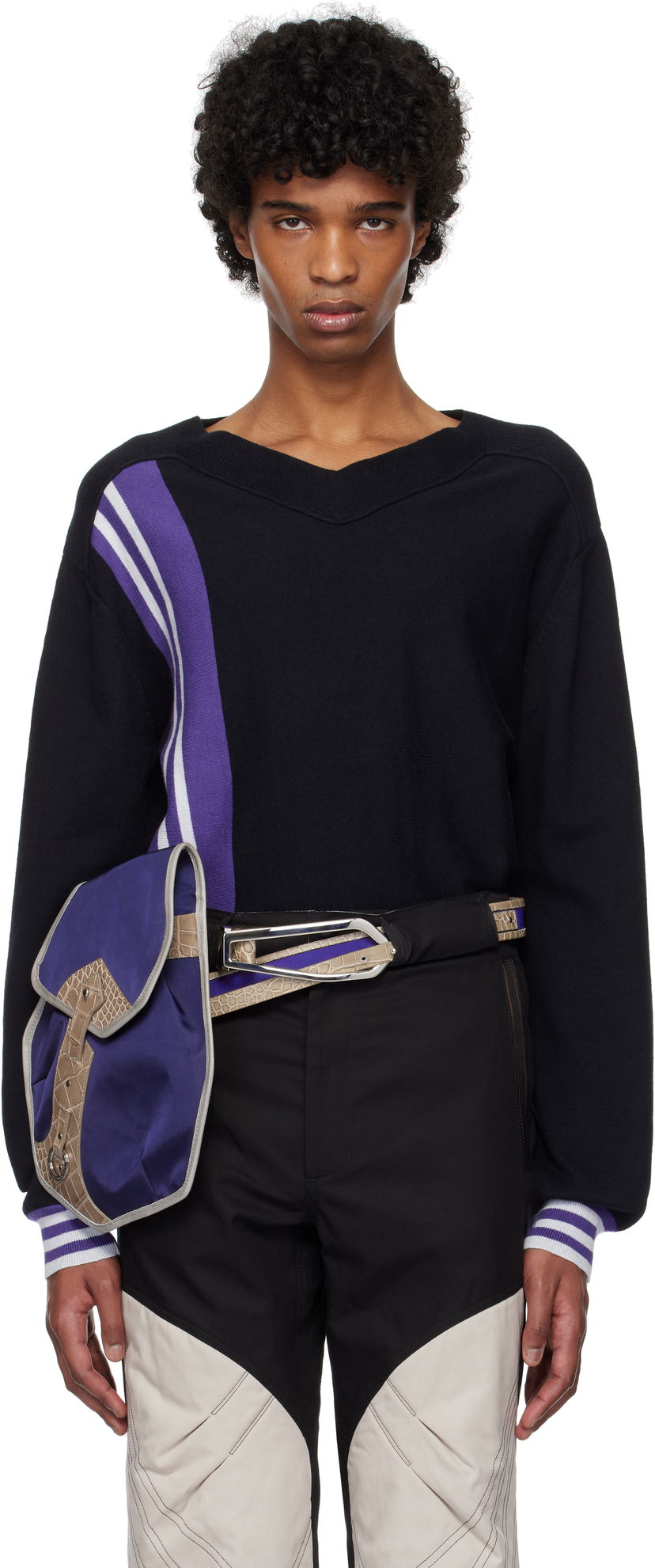 Villapaita KIKO KOSTADINOV Kiko Kostadinov Ostro V-Neck Sweater Musta | KKSS25KN02-109