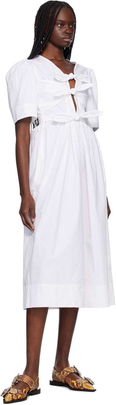 Mekko GANNI GANNI Stretch Cotton Tie Strap Midi Dress Valkoinen | W0306, 3