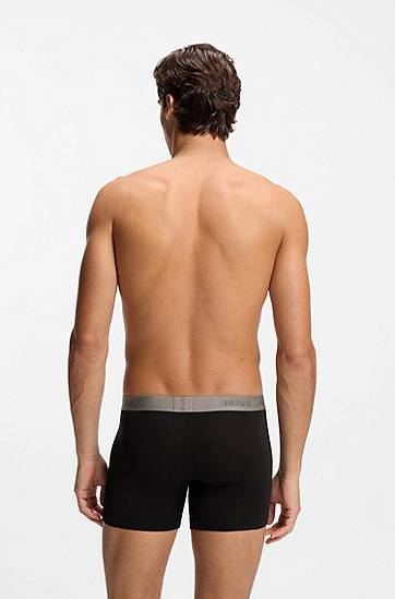 Nyrkkeilijät BOSS Three-pack of stretch cotton boxer briefs with all-over print Harmaa | 50549177, 1