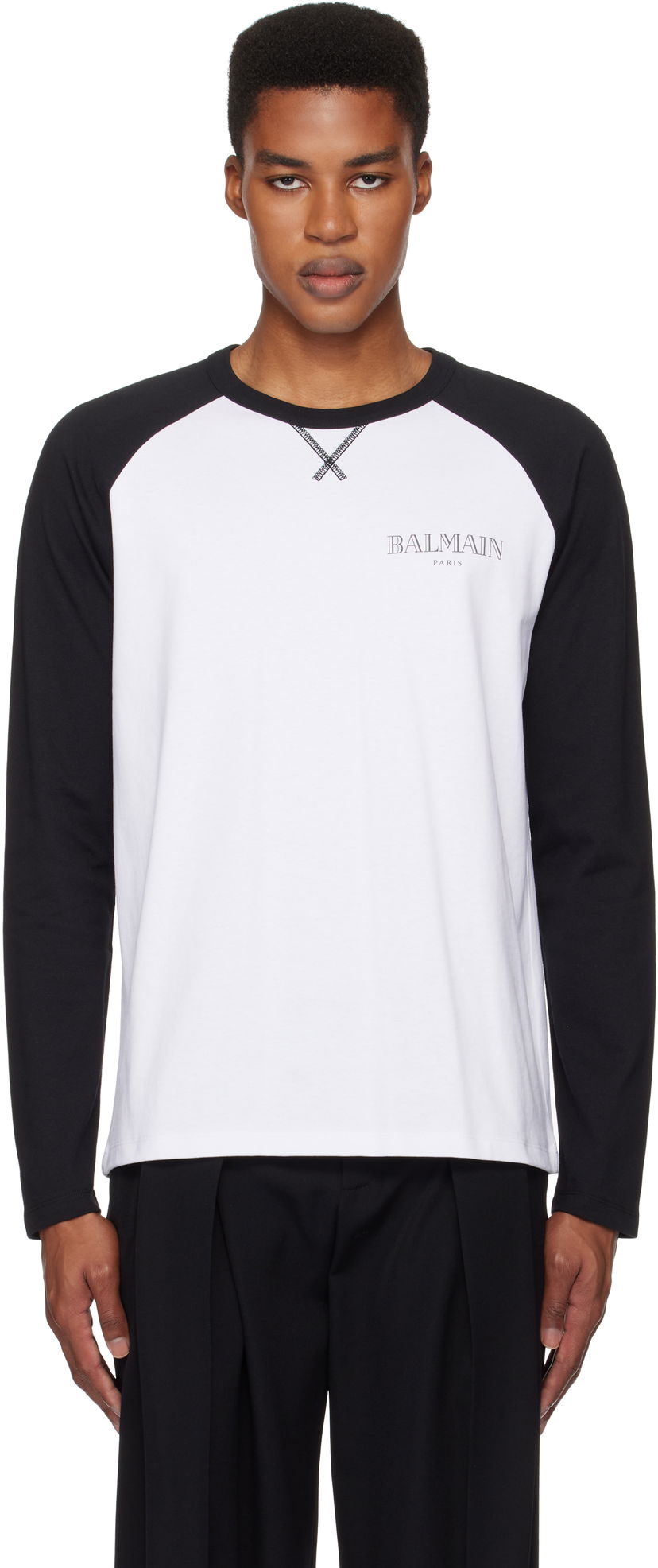T-paita Balmain Long Sleeve Raglan T-Shirt Valkoinen | DH0EK055GE07