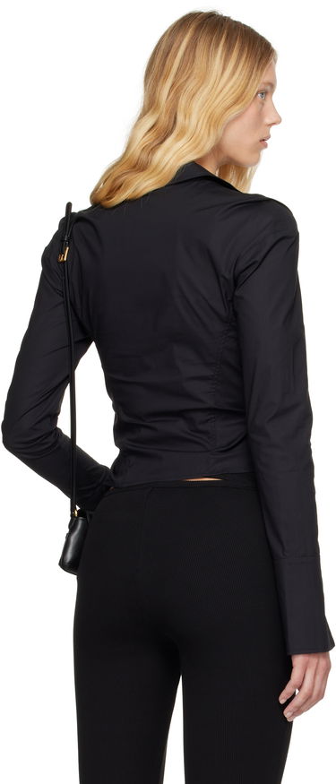 Paita Versace Versace Jeans Couture Ruched Blouse with Logo Musta | E78HAL203_EN0431, 2