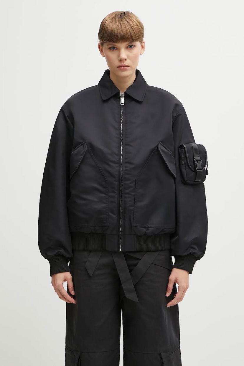 Bomber-takki Coperni Coperni Collared Utility Pocket Bomber Jacket Musta | COPBL32F3003