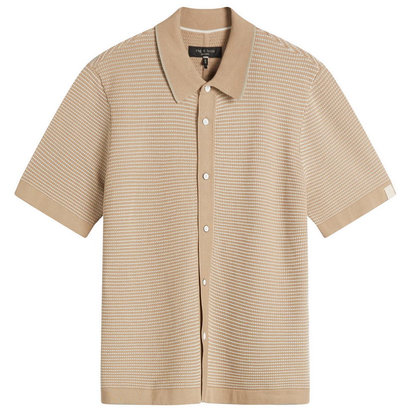 Paita rag & bone Rag & Bone Harvey Jacquard Stripe Shirt Beige | MBS25S025BC25-BEI