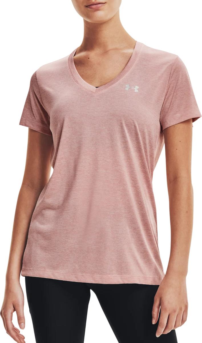 T-paita Under Armour Under Armour Tech Twist V-Neck T-Shirt Vaaleanpunainen | 1258568-685
