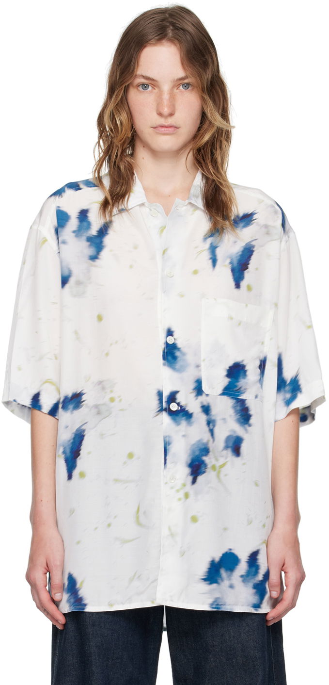 Paita LEMAIRE LEMAIRE Abstract-Print Short-Sleeve Shirt Valkoinen | SH1101 LF1271