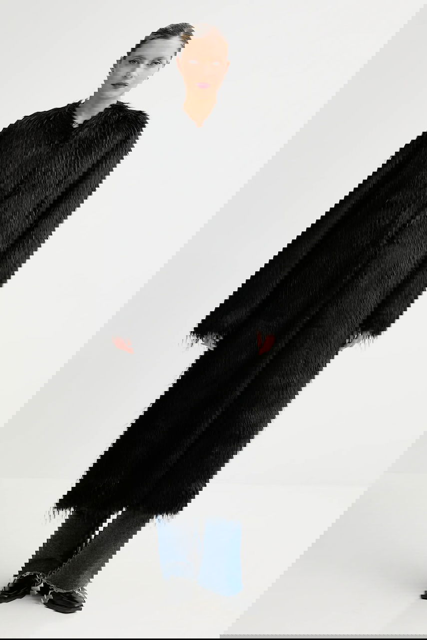 Takit STAND STUDIO Carolina Long Faux Fur Coat Musta | 66577.9414, 1