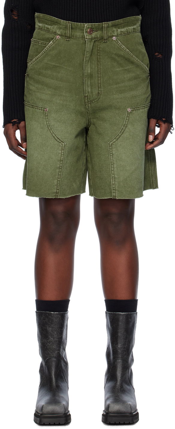 Shortsit We11done Faded Denim Shorts Vihreä | WD-DP0-24-379-M-KK