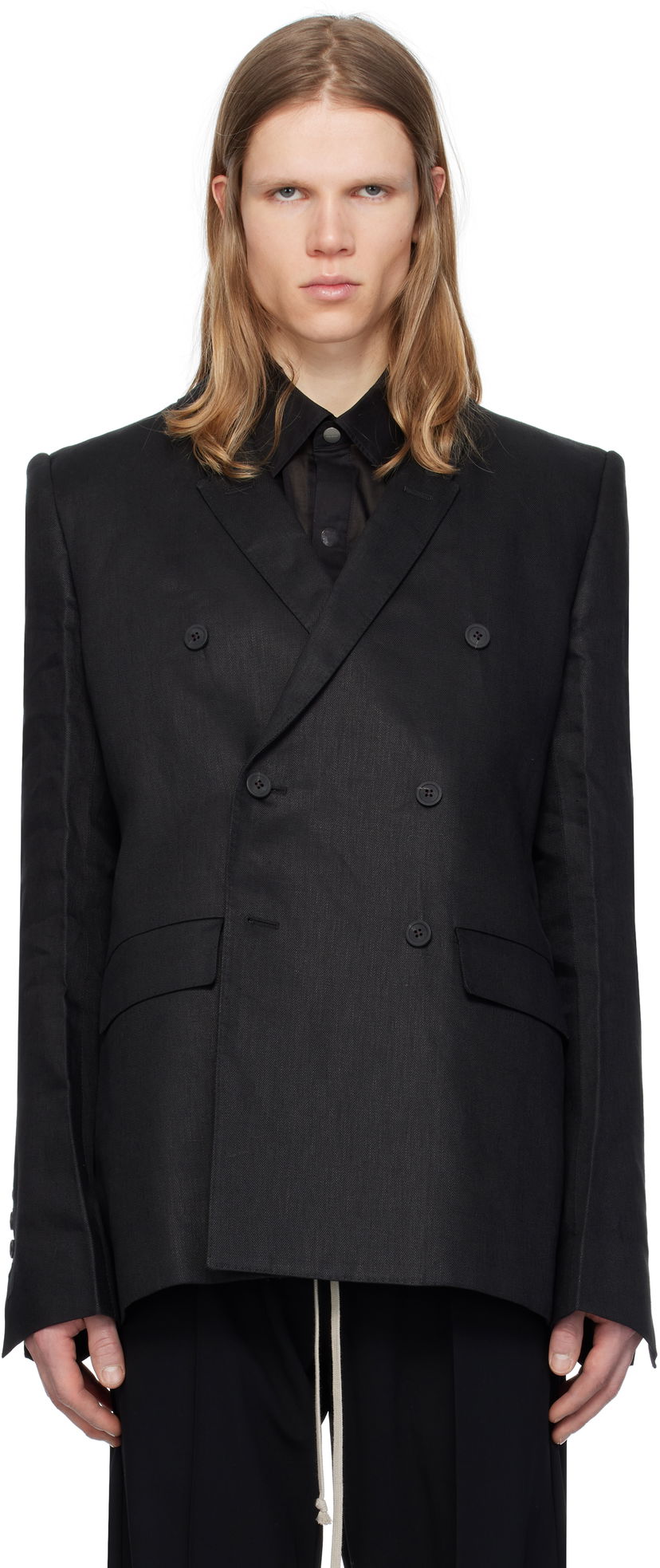 Takki Rick Owens Rick Owens Hollywood JMF Double-Breasted Blazer Musta | RU01E5732 TWL