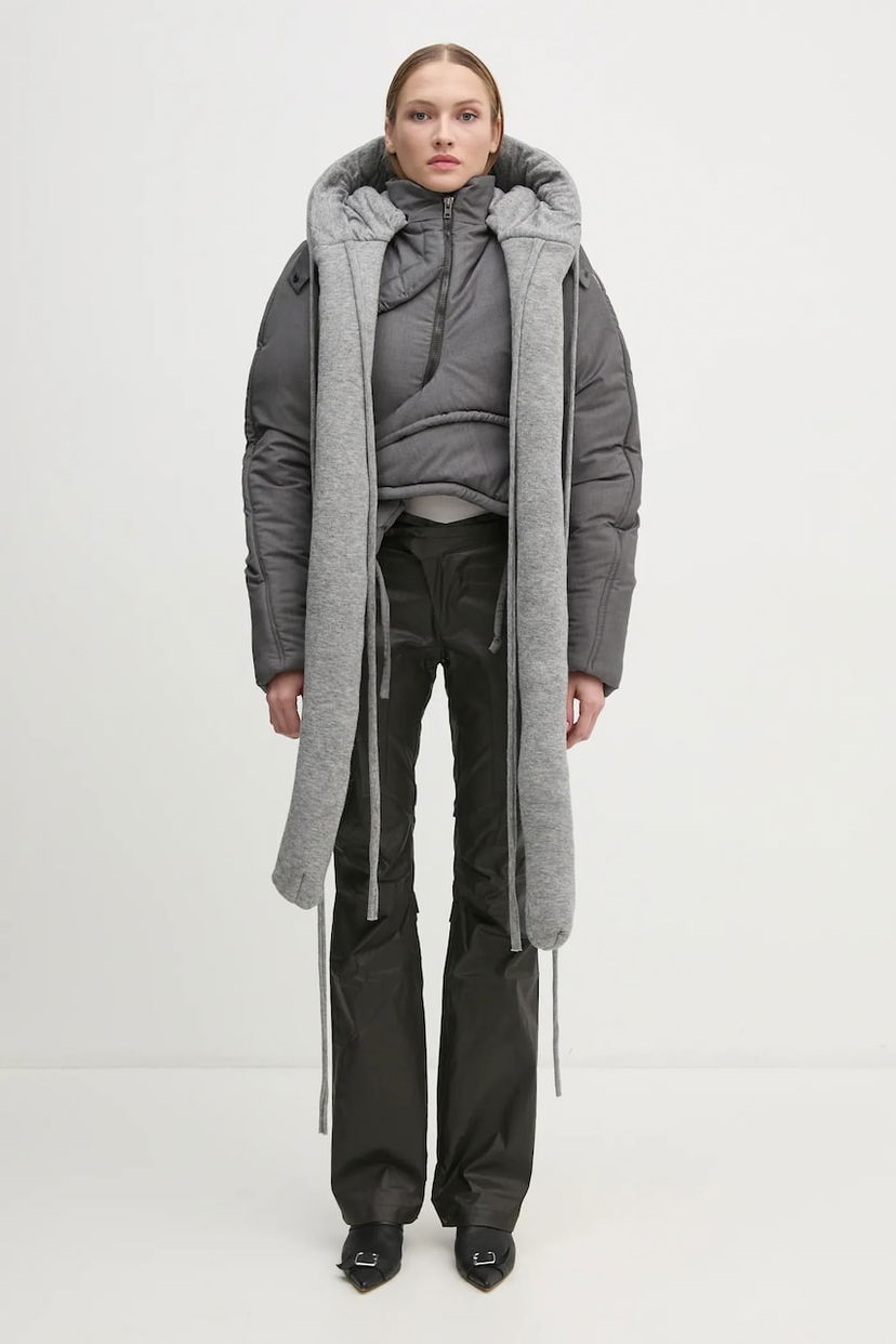 Parka Ottolinger Ottolinger Deconstructed Cropped Puffer Jacket with Attached Scarf Harmaa | 2209060111