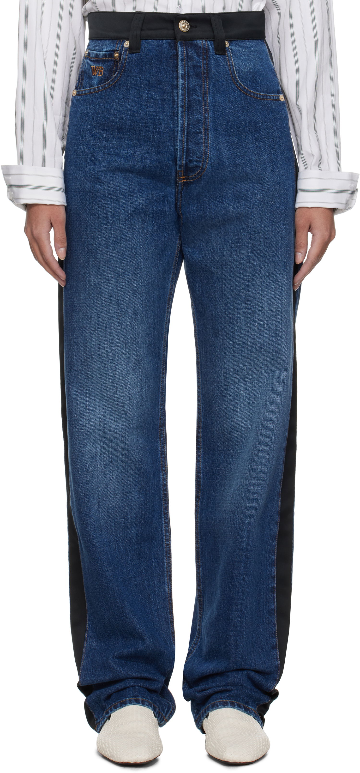 Jeans Wales Bonner Wales Bonner Echo Panelled Jeans Sininen | US25DE02-DE01-599-S, 0
