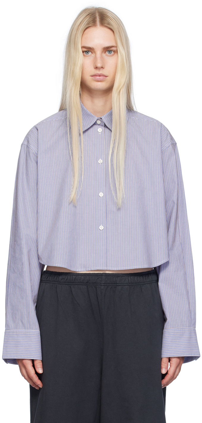 Paita Acne Studios Blue & White Jacquard Pinstripe Shirt Sininen | AC0689-