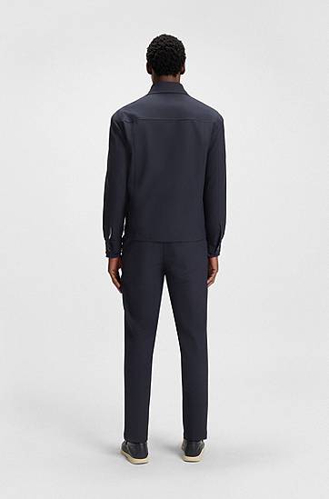 Paita BOSS Relaxed Fit Performance-Stretch Overshirt Tummansininen | 50546059, 1