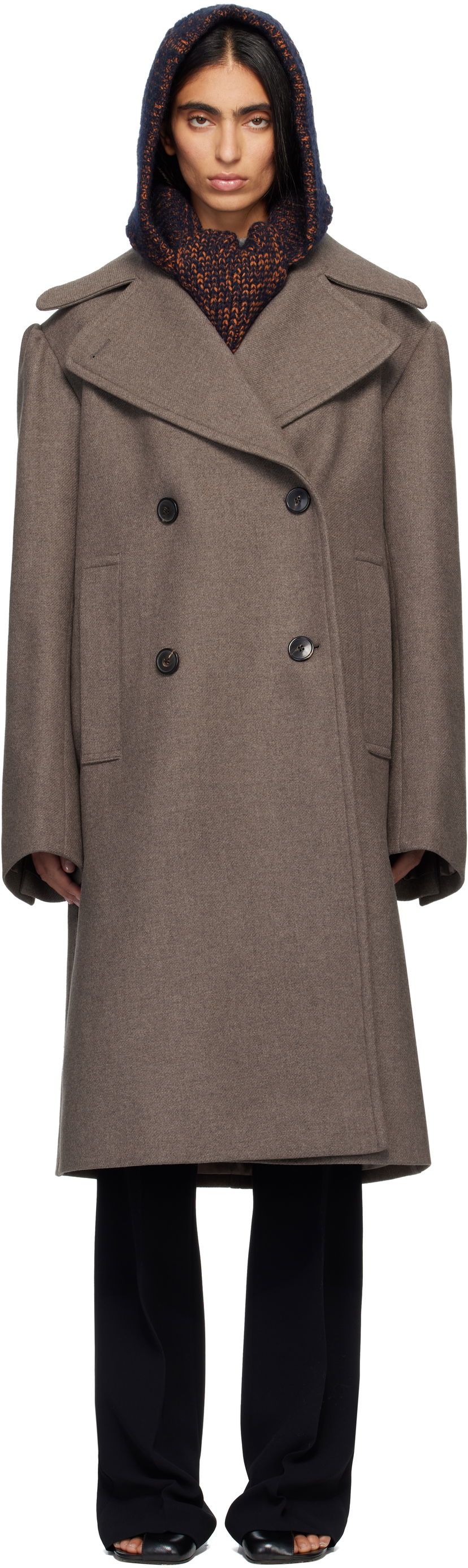 Takit Dries Van Noten Dries Van Noten Double-Breasted Coat Ruskea | 252-010270-2216