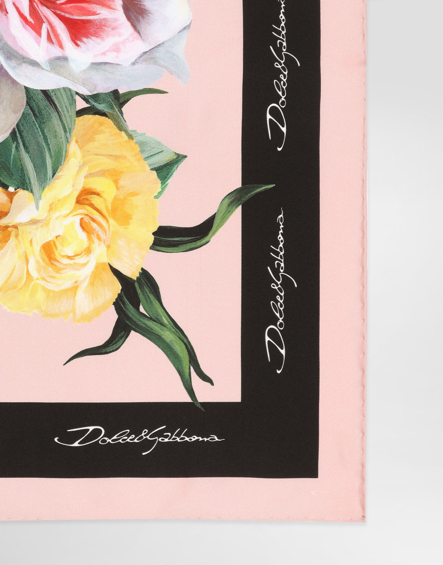Huivi Dolce & Gabbana Dolce & Gabbana Rose and Peony Print Silk Twill Square Scarf Vaaleanpunainen | FN093RGDCUIHF5IY, 1