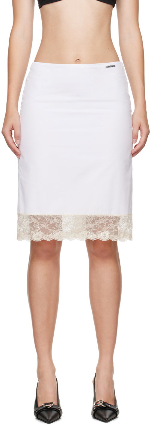 Hame We11done We11done Lace Trim Midi Skirt Valkoinen | WD-SK2-24-260-W-WH