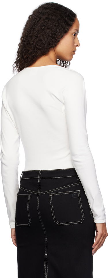 T-paita Courrèges Slash Neck Long Sleeve Top Valkoinen | 424JTS158JS0070, 2