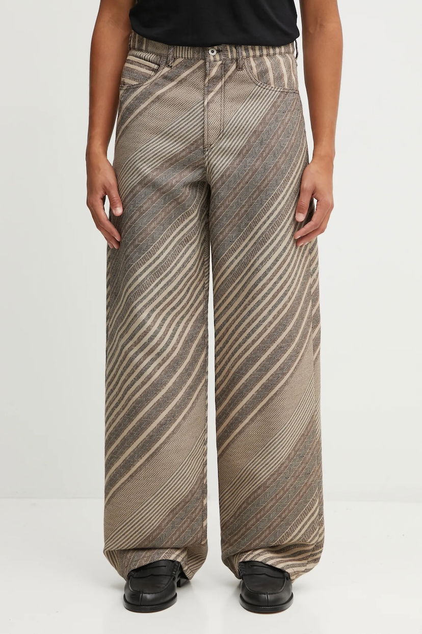 Housut KENZO Wool Blend Diagonal Stripe Turn Up Wide Fit Pants Monivärinen | FF65PA3839IO