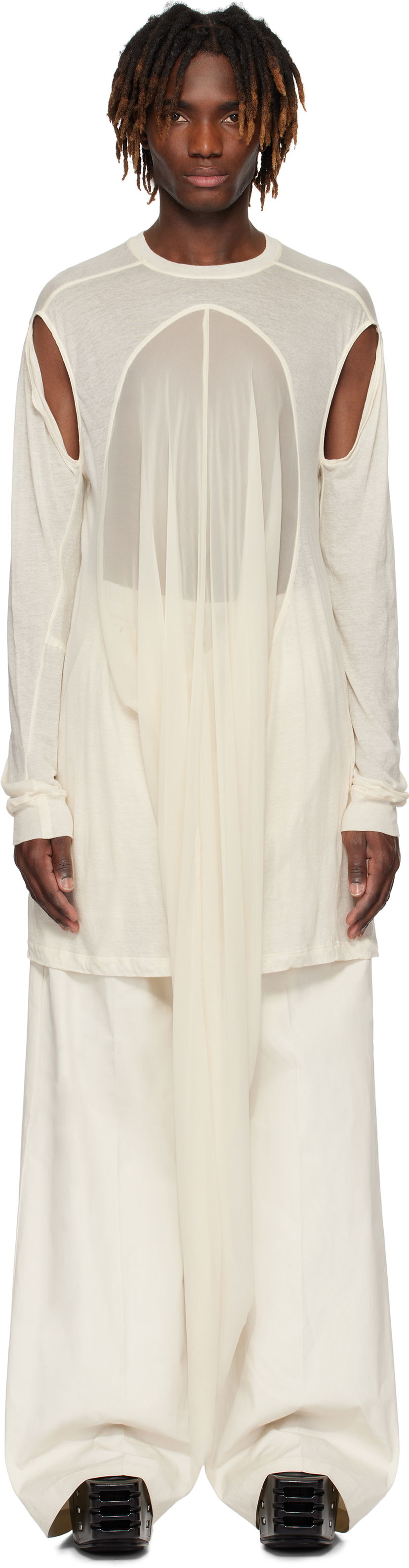 T-paita Rick Owens Rick Owens Hollywood Drain T-Shirt Beige | RU01E5275 UCS