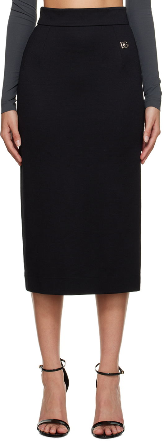 Hame Dolce & Gabbana Black Milano Midi Skirt Musta | F4B6UT FUGPN
