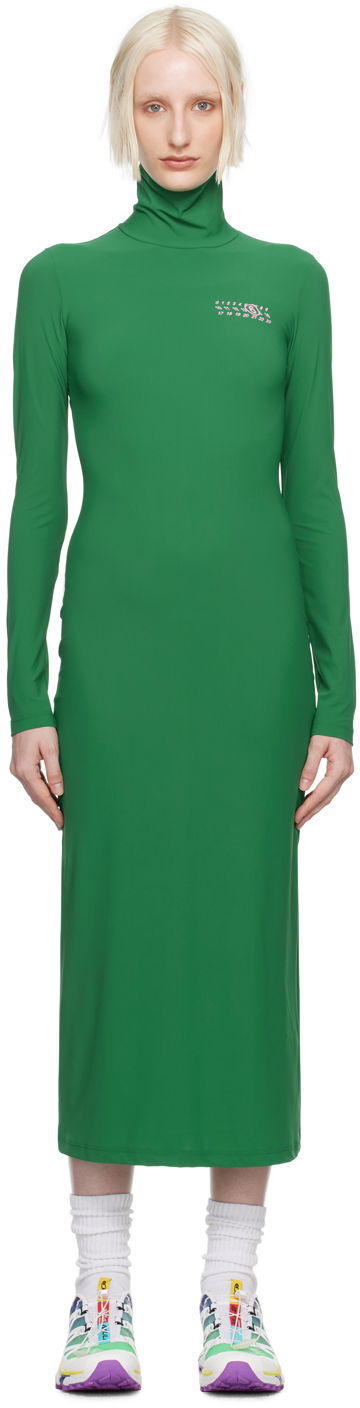Mekko Maison Margiela MM6 Green Printed-Logo Midi Dress Vihreä | S62DG0036 M20039