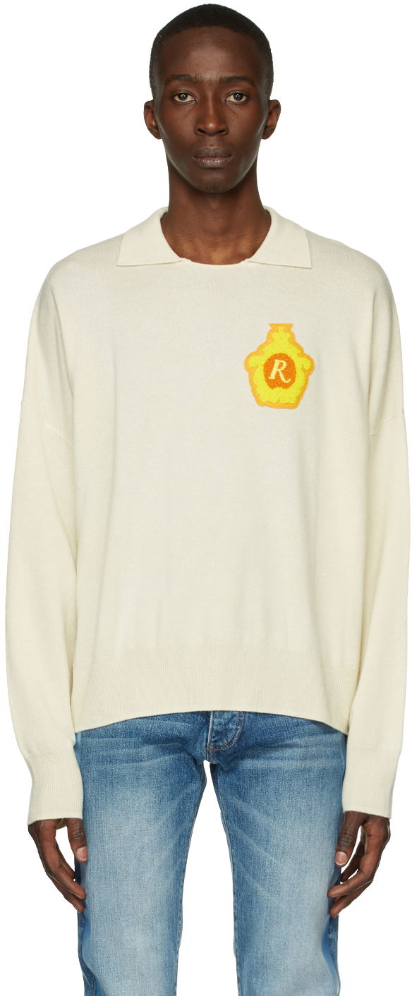 Villapaita Rhude Classic Polo Sweater Valkoinen | RHSS22SW04037196