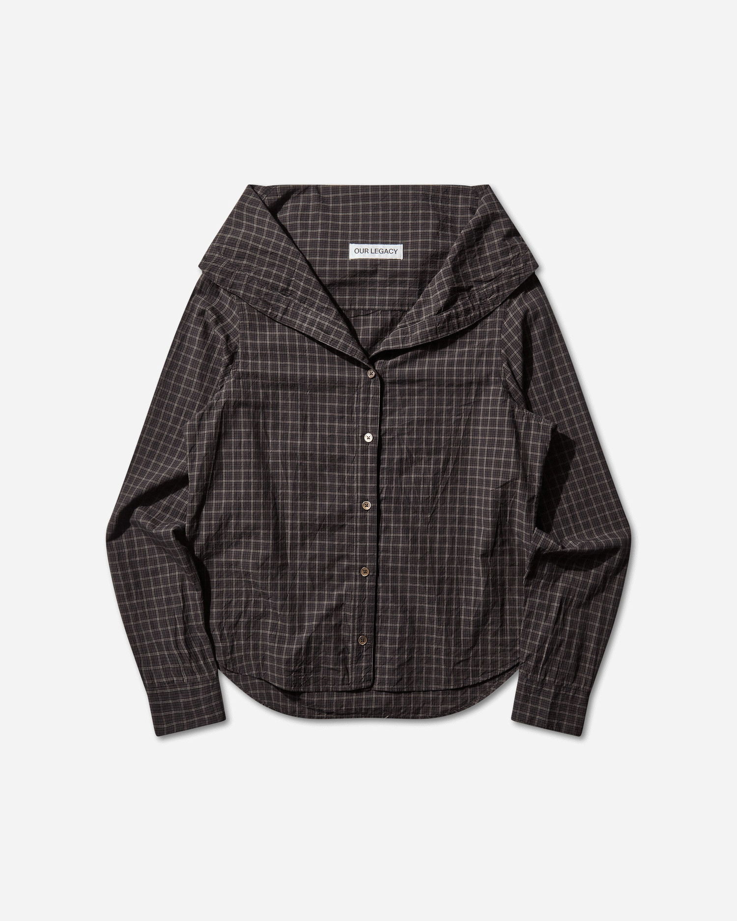 Paita OUR LEGACY Kaonashi Layered Collar Faux Lumberjack Check Shirt Ruskea | W4252KB 001, 1