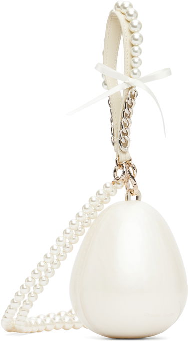 Käsilaukku Simone Rocha Simone Rocha Pearl & Chain Strap Pearl Egg Bag Valkoinen | BAG110ECBOW 0773, 1