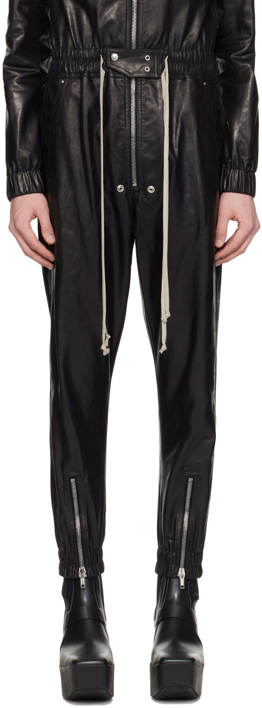 Haalari Rick Owens Rick Owens Luxor Leather Jumpsuit Musta | RU01D3564 LSU
