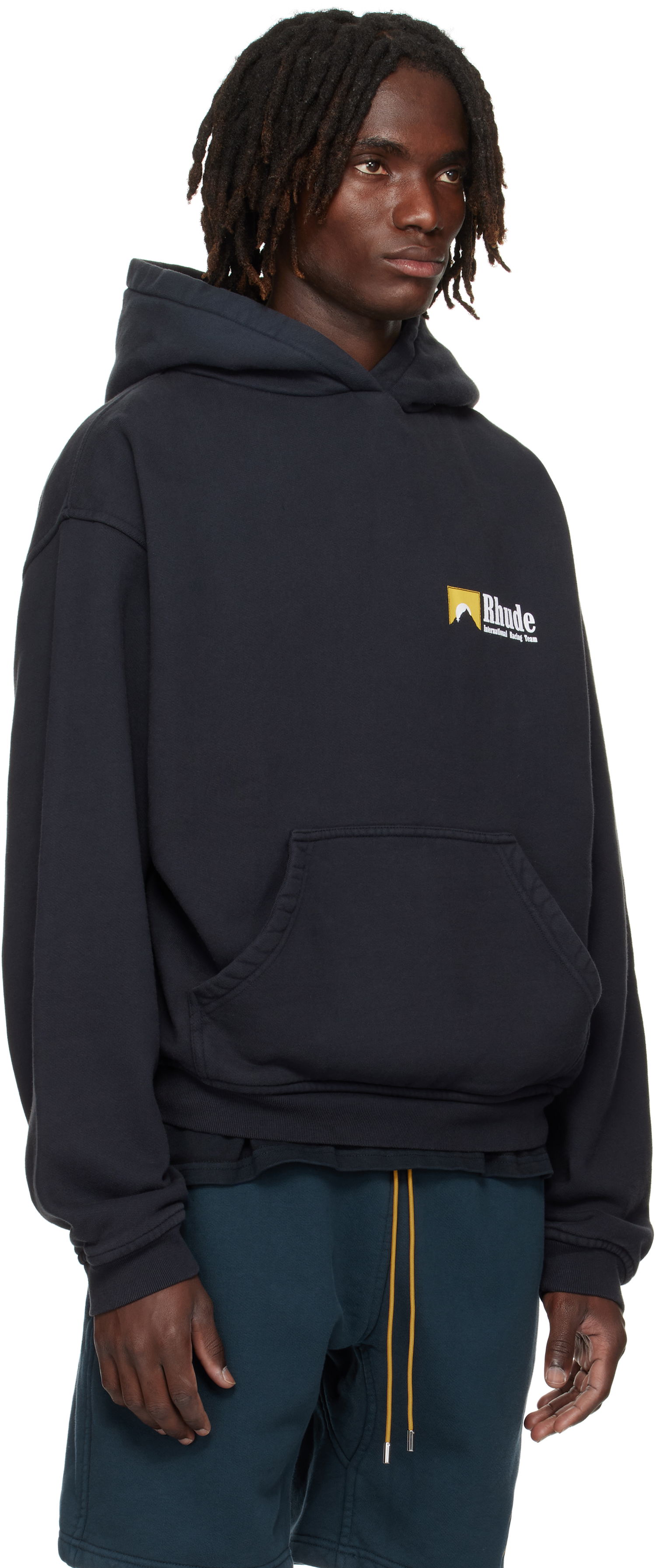 Huppari Rhude Rhude International Racing Logo Hoodie Musta | RHPF25HO07012, 1