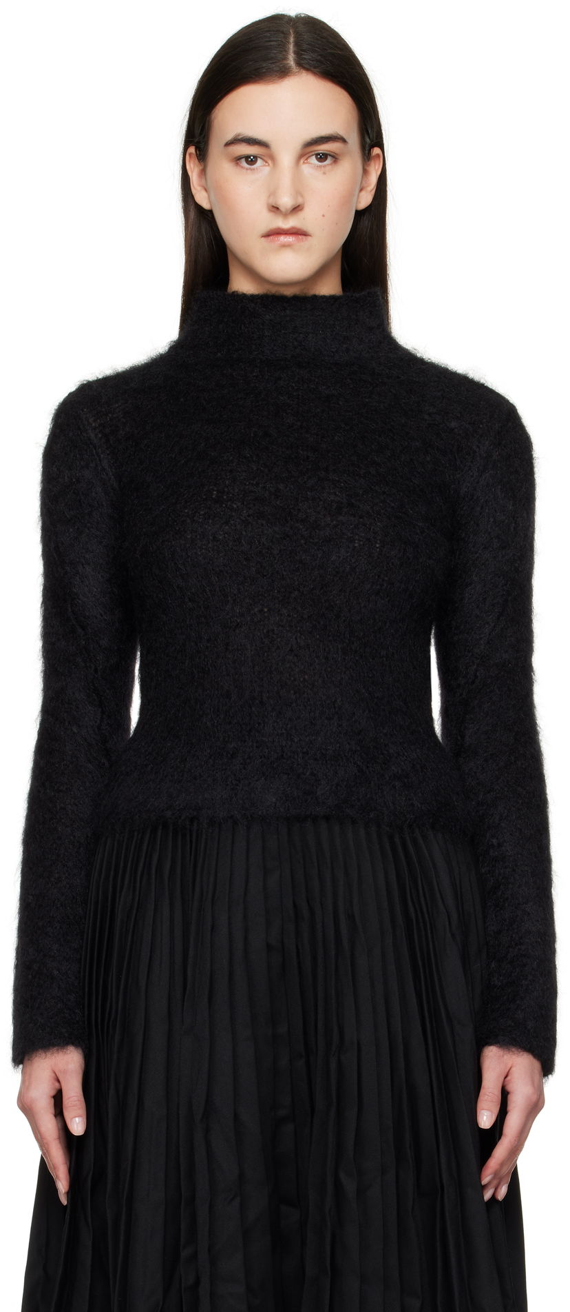 Villapaita Marni Marni Brushed Mohair Mock Neck Sweater Musta | DVMD0180A0 UFU172