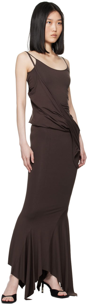 Mekko The Attico Attico Layered Midi Dress Ruskea | 247WCM121 J045, 3
