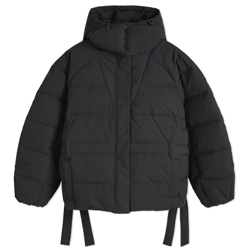 Puffer takki GANNI Tech Seersucker Oversized Puffer Jacket Musta | F9496-BLACK