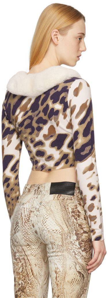 Villapaita Blumarine Blumarine Print Cropped Cardigan with Faux Fur Collar Monivärinen | 2M147A, 2