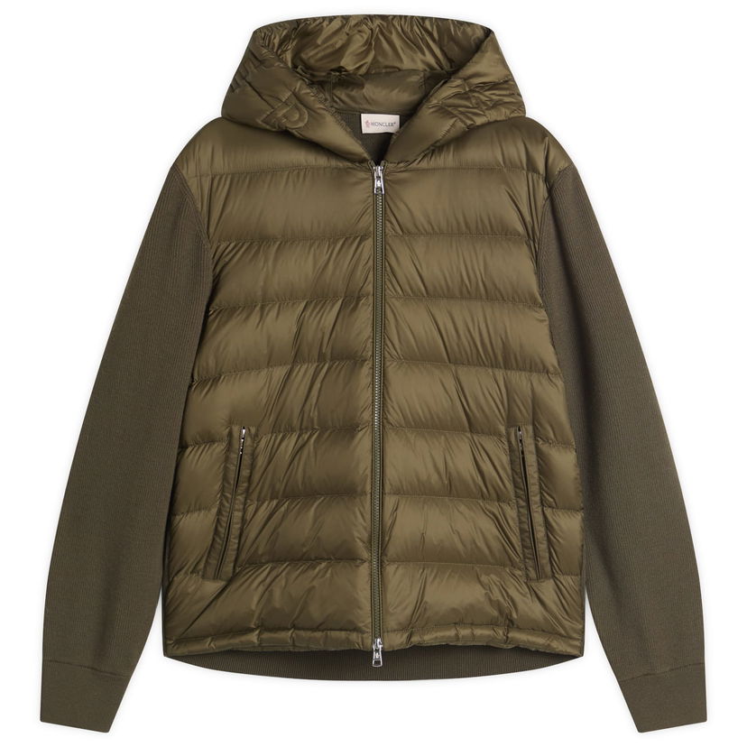 Takki Moncler Hybrid Zip-Through Hooded Jacket, Size Large Vihreä | 9B000-06-M1131-825