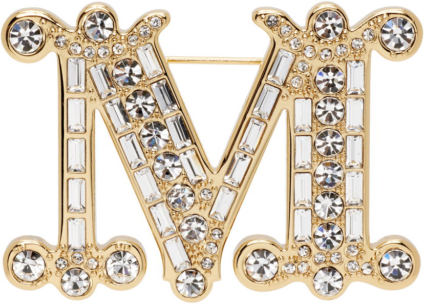 Pin Max Mara Bath2 Crystal-Embellished Letter M Brooch Metallinen | 2524756012600