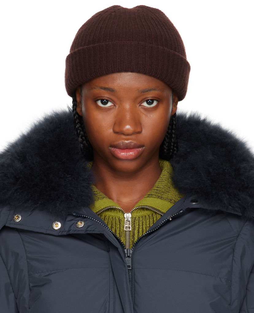 Pipo Yves Salomon Ribbed Beanie Ruskea | 24W23WAA500XXMACL