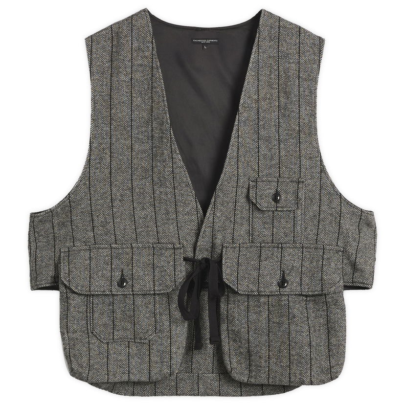 Liivi Engineered Garments Herringbone Wool Fowl Vest, Size Small Harmaa | 25F1C002-OZ002