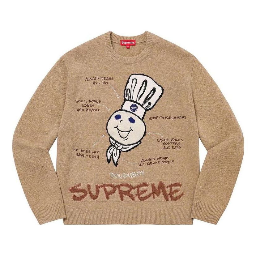 Villapaita Supreme Doughboy Graphic Knit Sweater Beige | SUP-FW22-717